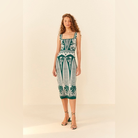 FARM Rio Dresses & Skirts - FARM Rio Off-White Macaw Elegance Knit Dress